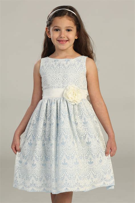 SK_437LB - Girls Dress Style 437- Sleeveless Lace Dress - Light Blue ...