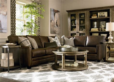 Living Room Design With Brown Leather Sectional | Baci Living Room