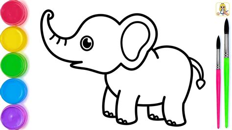 Baby Elephant Drawing, Painting and Coloring | Step by Step | Let's ...