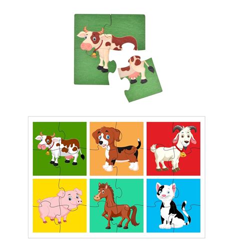 RK Cart Animal Jigsaw Puzzle for 5 Years, Set of 6, Multicolour ...