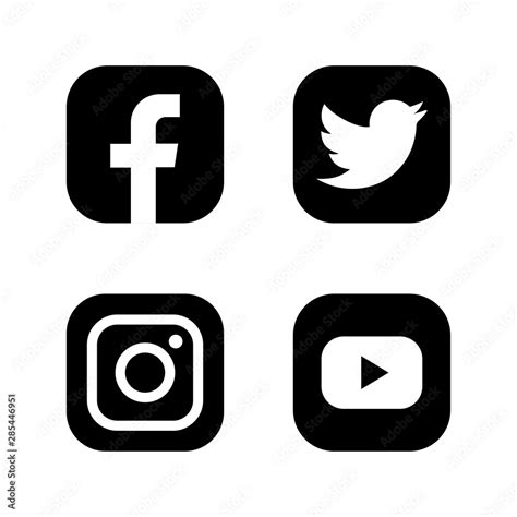 Set of facebook twitter instagram and youtube icons. Social media icons ...