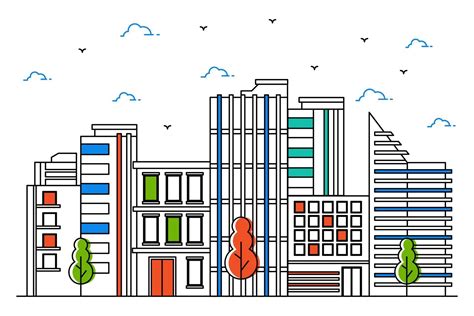 Illustration of a city with beautiful outline style 2034672 Vector Art ...