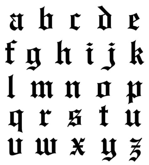 Free Printable Alphabet Letters: Old English Calligraphy Lowercase