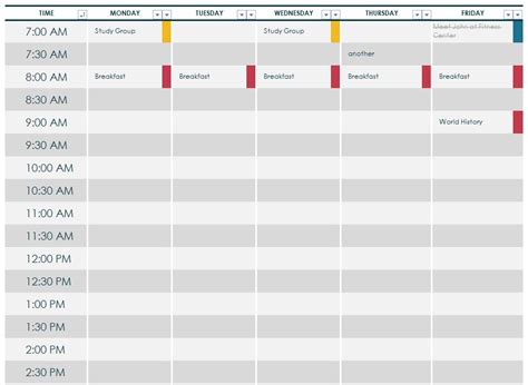 College Class Schedule Template | College Class Schedule