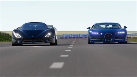 SSC Tuatara vs Bugatti Chiron at Palanga Circuit - YouTube