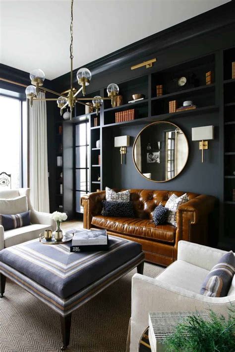 28 Gorgeous living rooms with black walls that create cozy drama ...