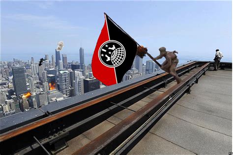 Anarcho-syndicalist Flag flying over Willis Tower, 2034 colorized : r ...