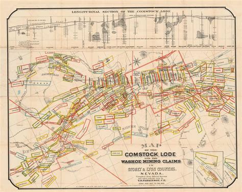 Map of the Comstock Lode and the Washoe Mining Claims in Storey and ...