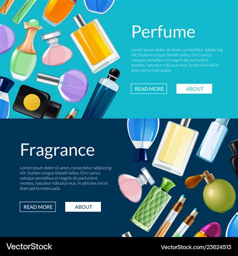 Perfume bottles web banner templates Royalty Free Vector