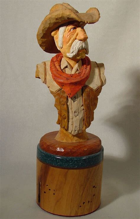 cowboy bust carved by Gerald Sears, a founding member of the CCA | Wood ...