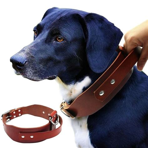 Dog Collar Quick Control Genuine Leather With Durable Handle For Large ...