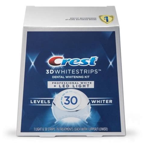 Crest 3D Whitestrips Professional White + LED Light Levels 30 Whiter ...