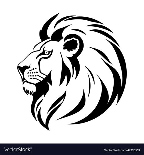 Lion head profile silhouette logo isolated Vector Image