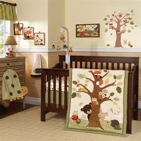 Echo Brown/Beige/Green Woodland Forest Animals 7-Piece Baby Crib Be ...