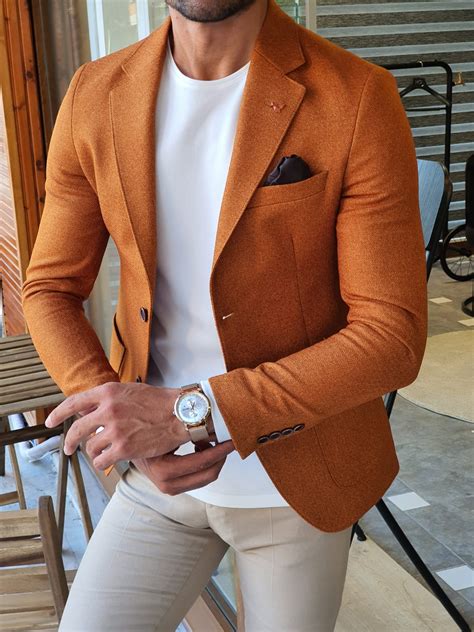 Buy Camel Slim Fit Blazer by GentWith with Free Worldwide Shipping