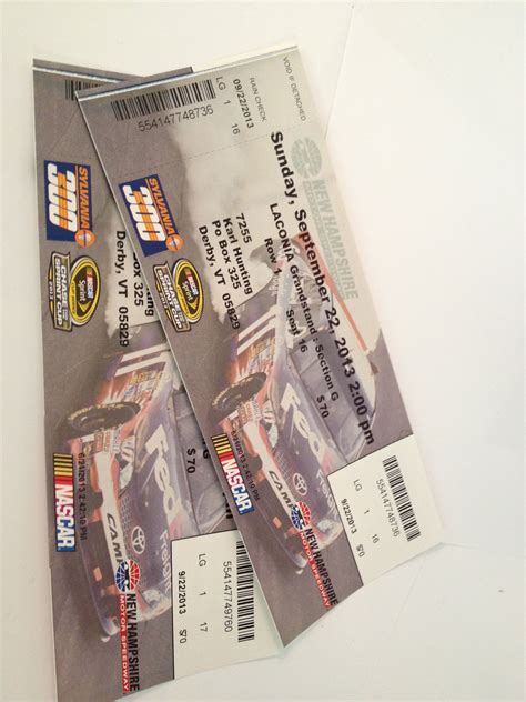 Nascar tickets/billets | Nascar, Ticket, Silent auction