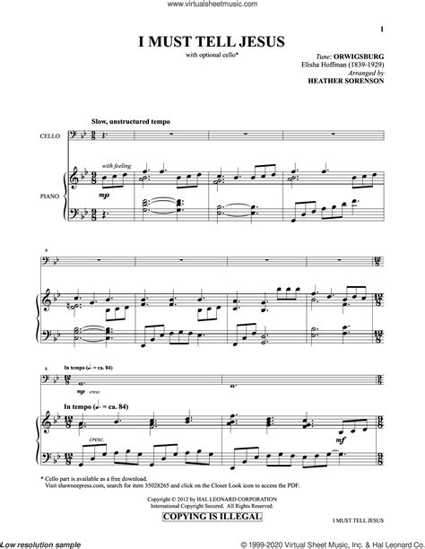 I Must Tell Jesus (from Images: Sacred Piano Reflections) sheet music ...