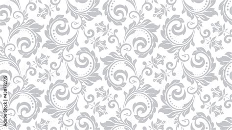 Flower pattern. Seamless white and gray ornament. Graphic vector ...