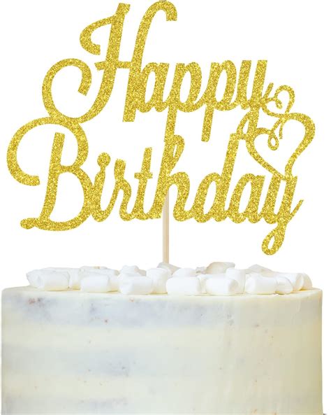 Gold Glitter Happy Birthday Cake Topper, Birthday | Ubuy South Africa