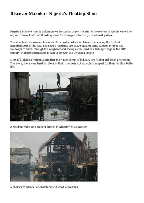 Discover Makoko - Nigeria's Floating Slum | PDF