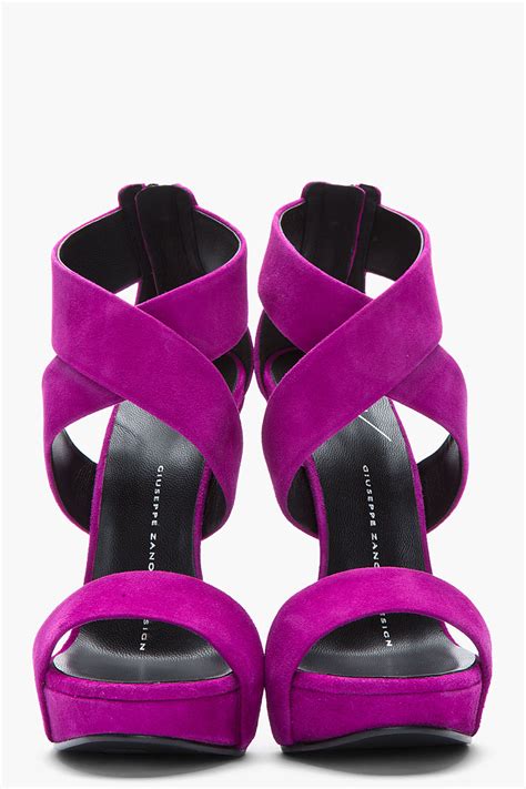 Giuseppe Zanotti Purple Suede Sculpted Alien Heels in Purple - Lyst