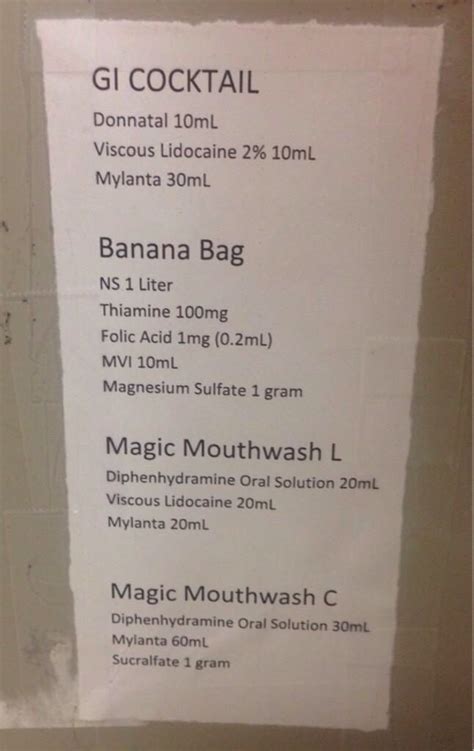 Mixing meds... Gi cocktail, magic mixture / magic mouthwash , banana ...