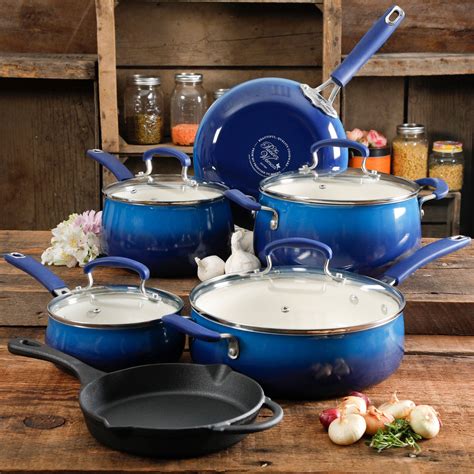 The Pioneer Woman 12 pieces Classic Ceramic Cookware Set, Decal ...