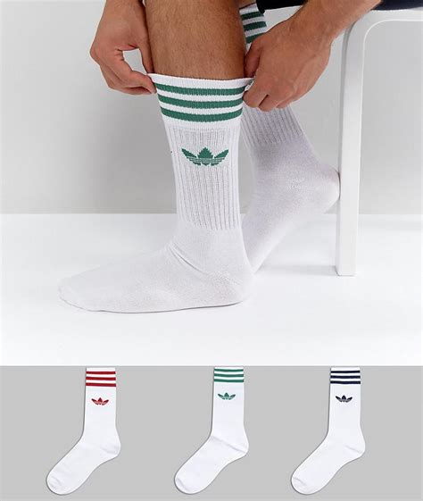 adidas Originals Cotton 3 Pack Solid Crew Socks In White Ce4991 for Men ...