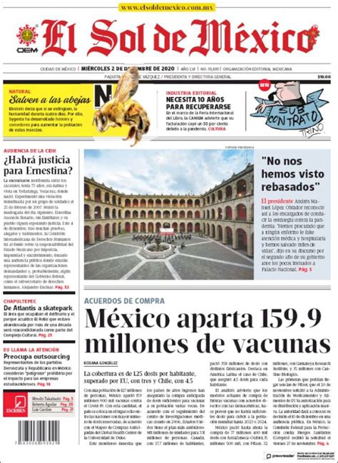 Periódico El Sol de México (México). Periódicos de México. Toda la ...