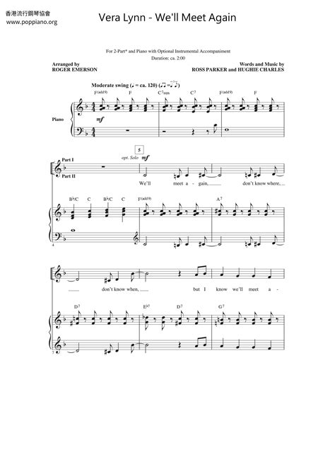 We'll Meet Again | Sheet Music | Piano Score Free PDF Download | HK Pop ...