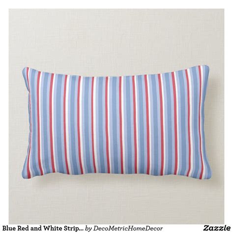 Blue Red and White Stripes Lumbar Pillow | Zazzle.com in 2021 | Red and ...