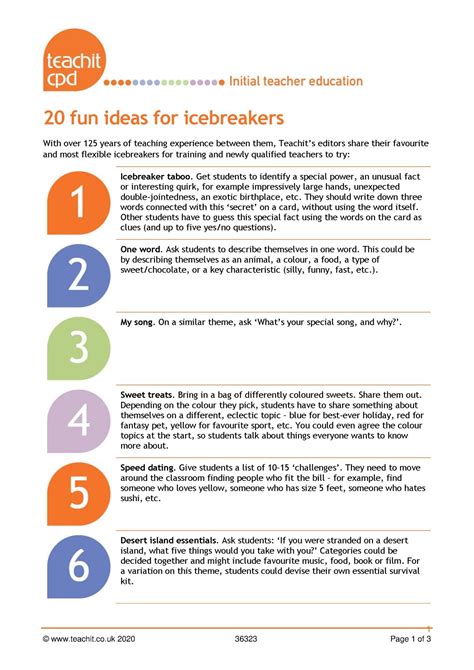 20 fun ideas for icebreakers | Teachit CPD