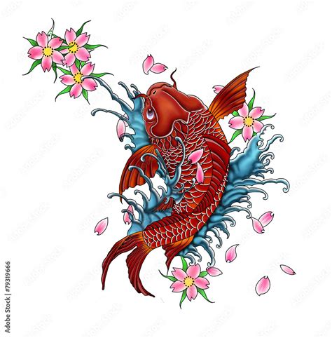 Koi-Fish tattoo design japanese style. Stock Illustration | Adobe Stock