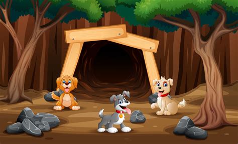 Cartoon a pet animals in front the cave 5949042 Vector Art at Vecteezy