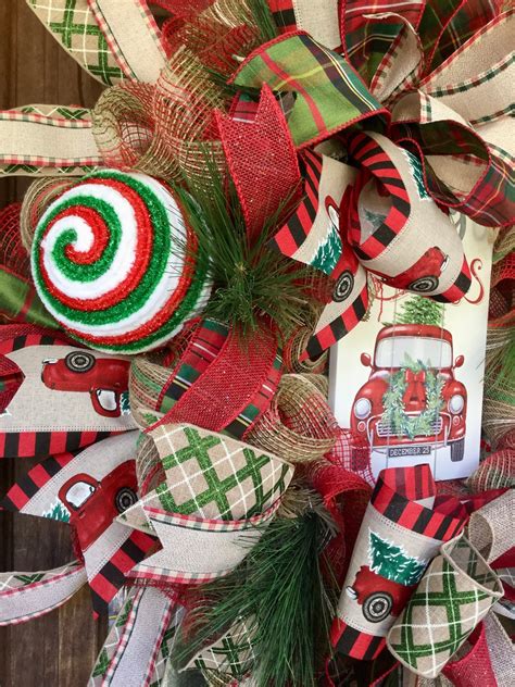 Merry Christmas Red Truck Wreath red truck decor red truck | Etsy