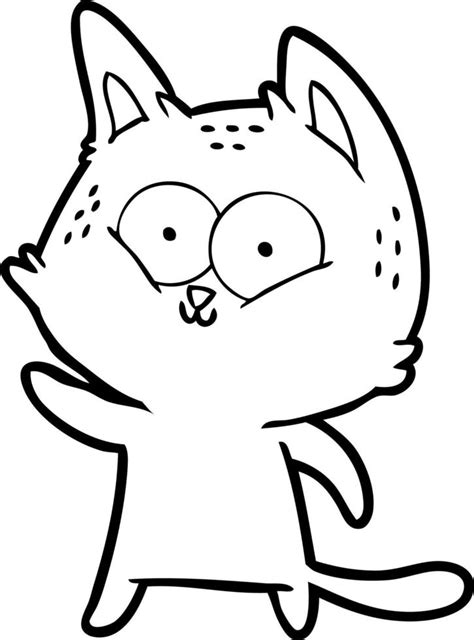 cartoon cat waving 12480332 Vector Art at Vecteezy