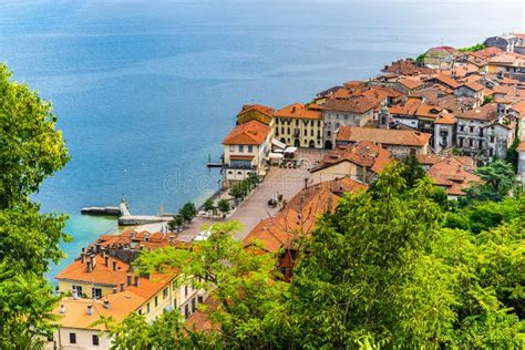 Lake Maggiore, Arona, Historic Center, Italy. Aerial View of Piazza Del ...