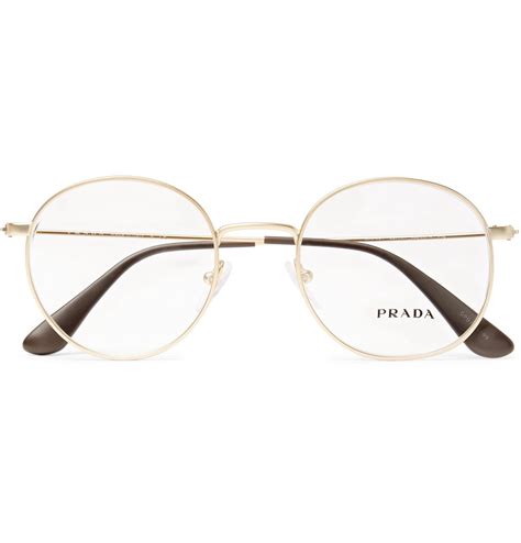 Prada Round-frame Gold-tone Optical Glasses in Metallic for Men - Lyst