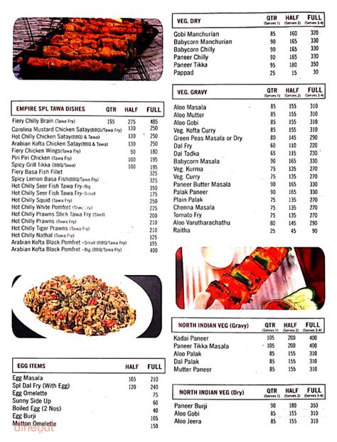 Menu of Empire Restaurant, Kunigal, Bangalore | Dineout