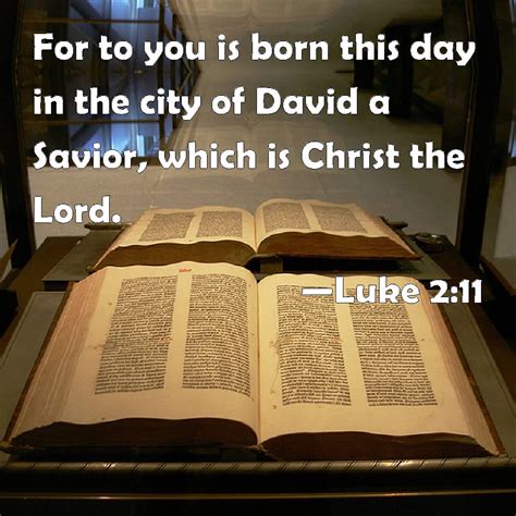 Luke 2:11 For to you is born this day in the city of David a Savior ...