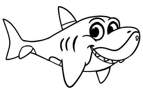 Smiling shark - Shark Coloring Pages for Kids