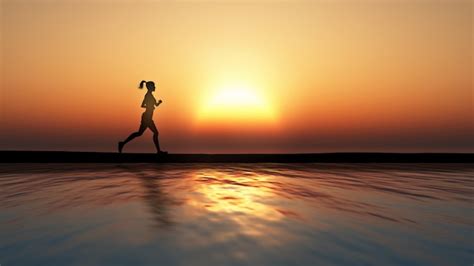 Free Photo | Person running on the beach, sunset