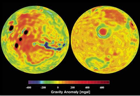 Mars global gravity map, based on data from Mars Global Surveyor (MGS ...