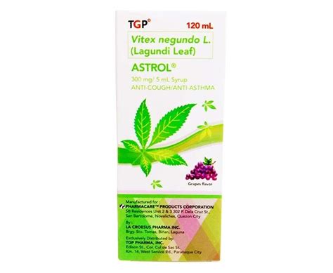 TGP Astrol Lagundi Leaf 300mg/ 5mL Grapes Flavor Syrup 120mL