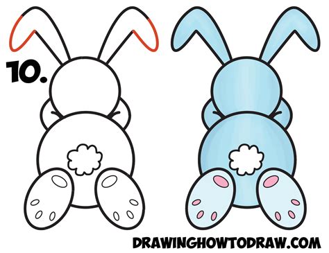 Cartoon Rabbit Drawing Step By Step - Bunny Rabbit Drawing Easy Cartoon ...