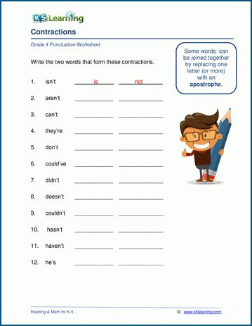 Contraction Worksheets Grade | Hot Sex Picture