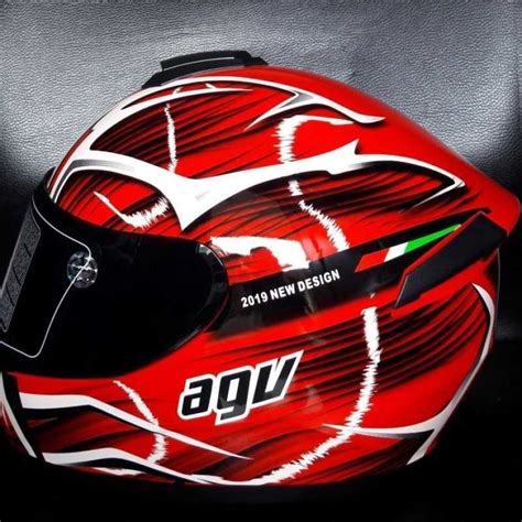 Jual Red Agv Fullface Helm Helmet Logo Sudah Tanam Bukan Sticker di ...