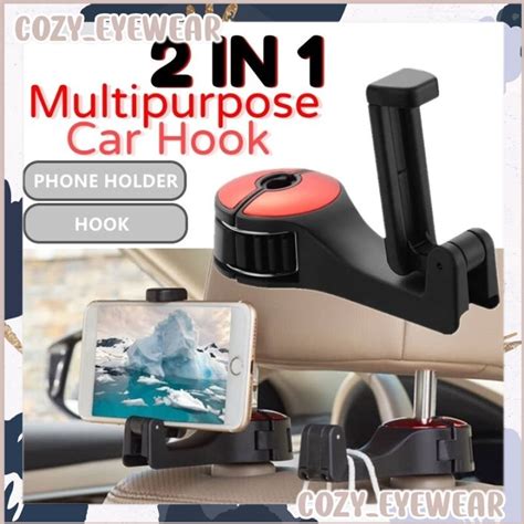 2 in 1 Universal Car Hook Mobile Phone Holder Hidden Bracket Multi ...