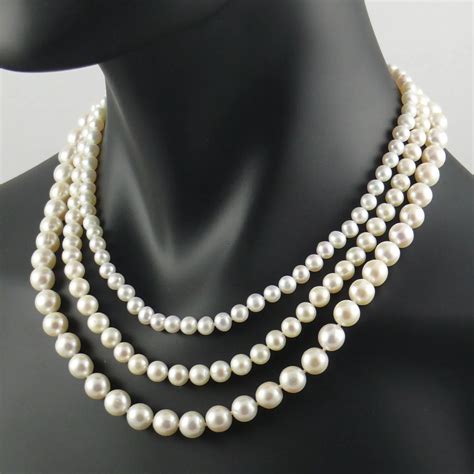 3-strand White Pearl Necklace of Varying Sizes | The Real Pearl Co