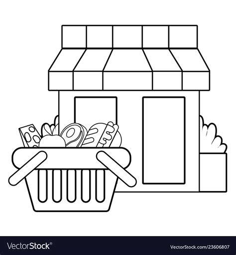 Supermarket store business black and white Vector Image